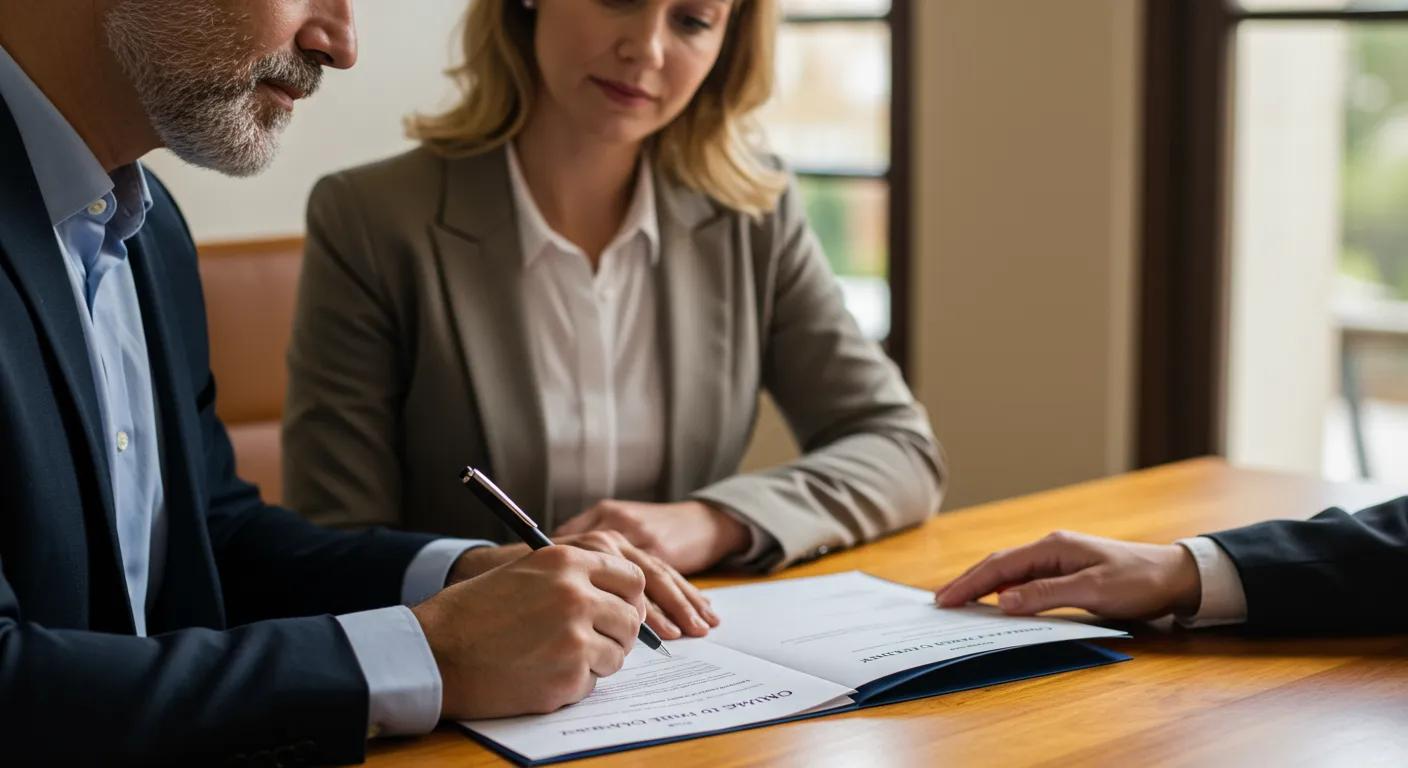 Individual signing a Lasting Power of Attorney document with a trusted friend