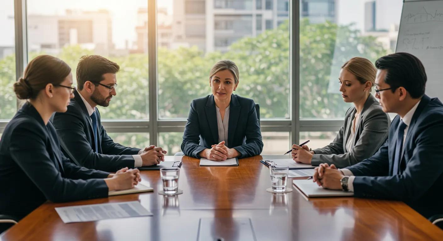 Mediator facilitating a commercial property dispute resolution session